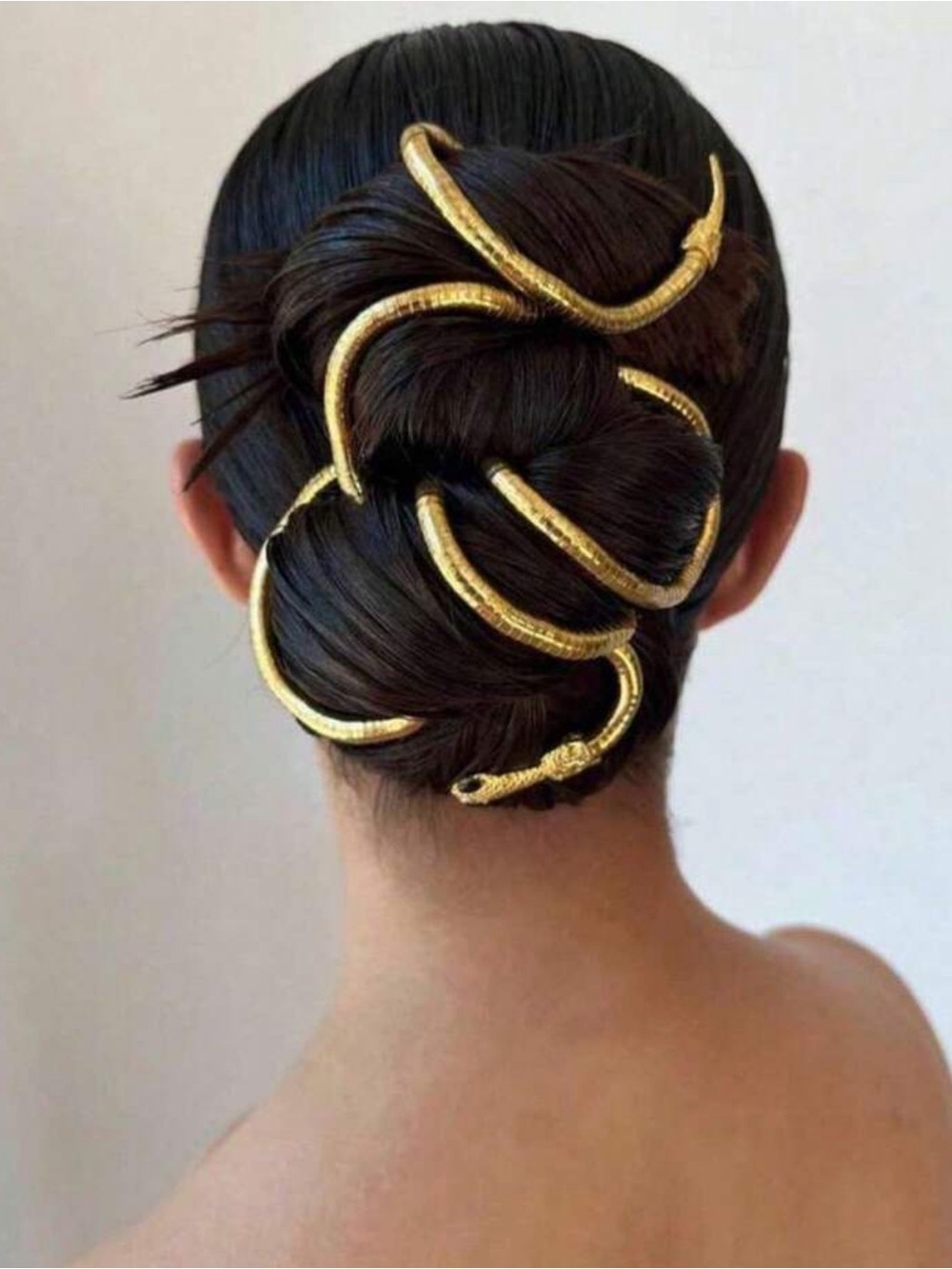 1pc Vintage Snake Hair Chain, Gold-Plated Flexible Snake Hair Accessory, Rhinest